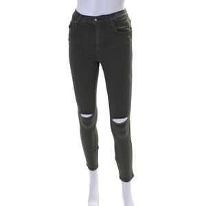 Nobody Denim Women's Midrise Distress Five Pockets Skinny Pants Green Size 26